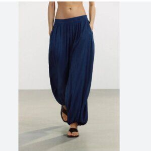 ZARA BALLOON PANTS DARK BLUE SIZE 10